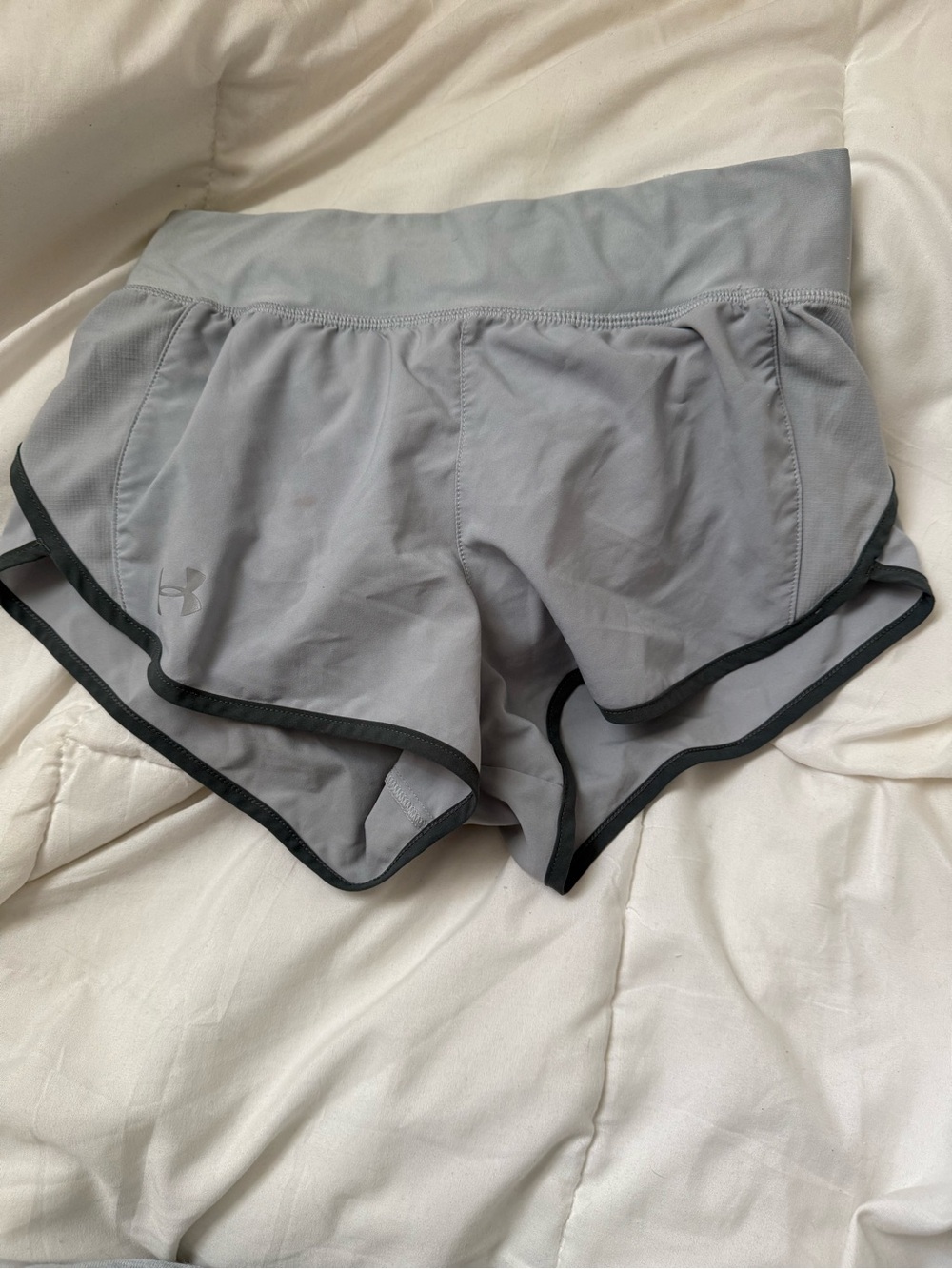 Under Armour Women's Gray Athletic Running Shorts with Black Trim